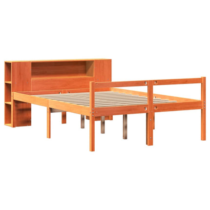seng med reol uden madras 135x190 cm massivt træ brun