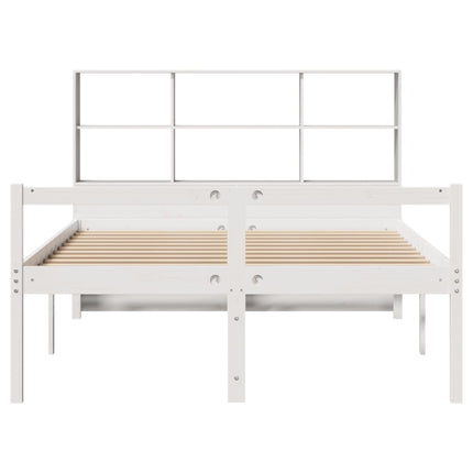 seng med reol uden madras 160x200 cm massivt fyrretræ hvid