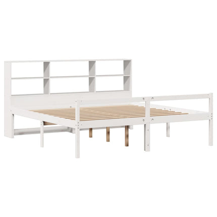 seng med reol uden madras 180x200 cm massivt fyrretræ hvid