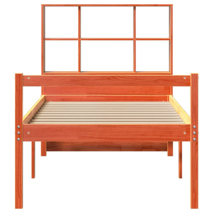 seng med reol uden madras 75x190 cm massivt træ gyldenbrun