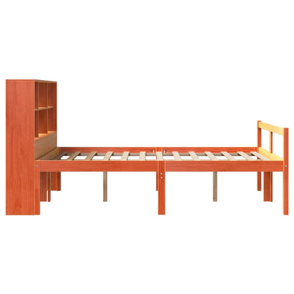 seng med reol uden madras 120x200cm massivt træ gyldenbrun