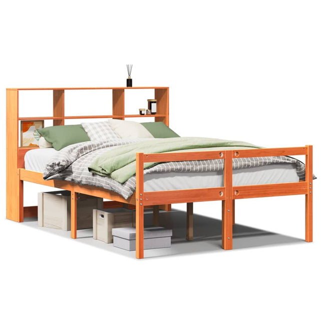 seng med reol uden madras 150x200 cm massivt træ gyldenbrun