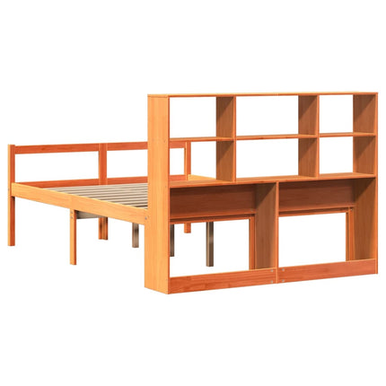 seng med reol uden madras 150x200 cm massivt træ gyldenbrun