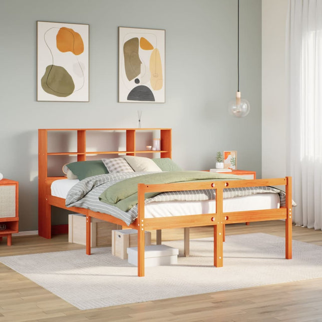 seng med reol uden madras 150x200 cm massivt træ gyldenbrun