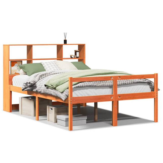 seng med reol uden madras 160x200 cm massivt træ gyldenbrun