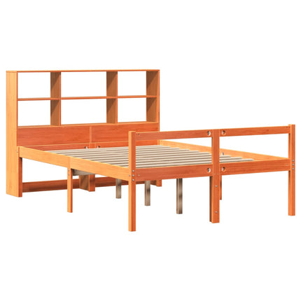seng med reol uden madras 160x200 cm massivt træ gyldenbrun