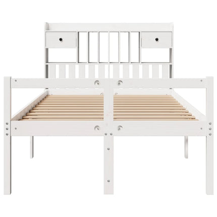 seng med reol uden madras 135x190 cm massivt fyrretræ hvid