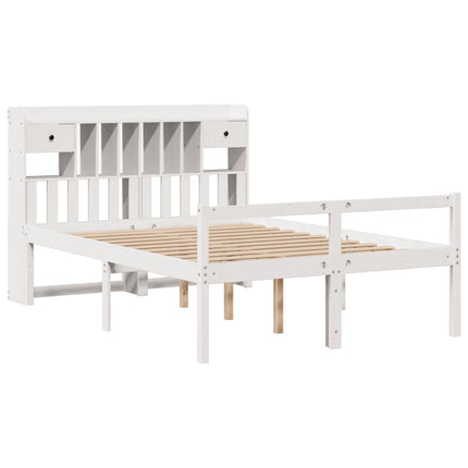 seng med reol uden madras 140x190 cm massivt fyrretræ hvid