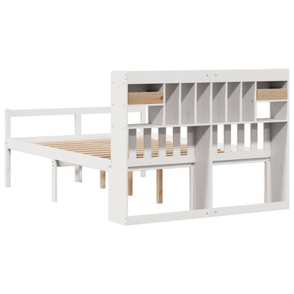 seng med reol uden madras 140x190 cm massivt fyrretræ hvid
