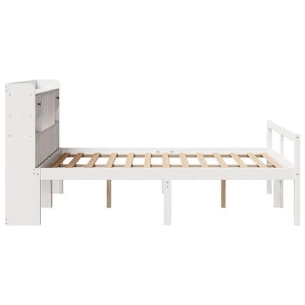 seng med reol uden madras 140x200 cm massivt fyrretræ hvid