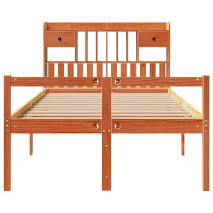 seng med reol uden madras 135x190cm massivt fyrretræ gyldenbrun