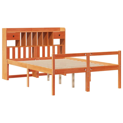 seng med reol uden madras 150x200cm massivt fyrretræ gyldenbrun