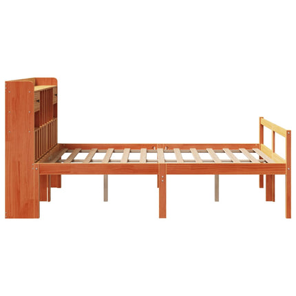 seng med reol uden madras 160x200cm massivt fyrretræ gyldenbrun