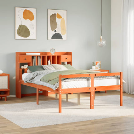 seng med reol uden madras 160x200cm massivt fyrretræ gyldenbrun