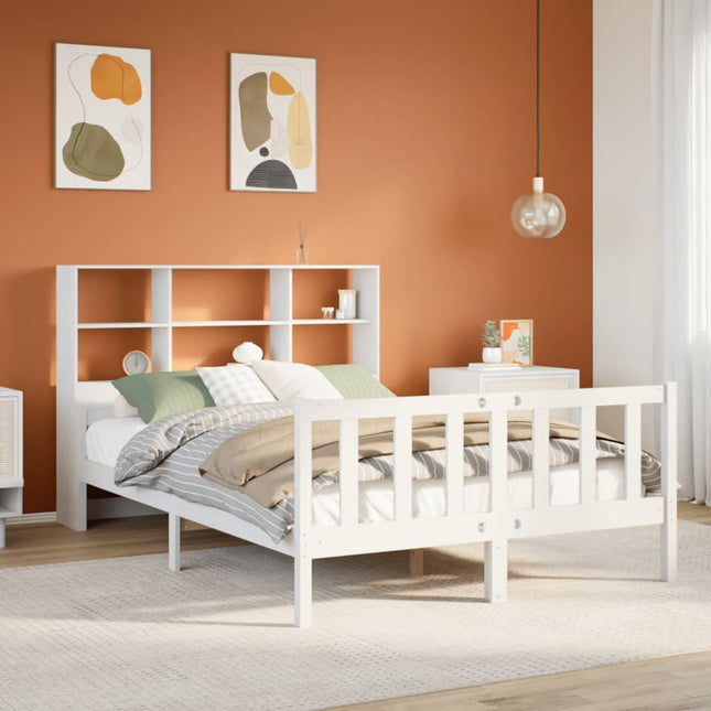 seng med reol uden madras 160x200 cm massivt fyrretræ hvid