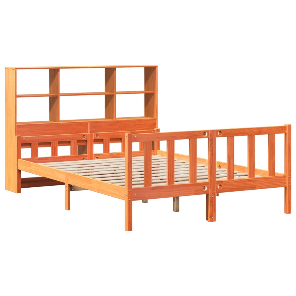 seng med reol uden madras 160x200 cm massivt træ gyldenbrun