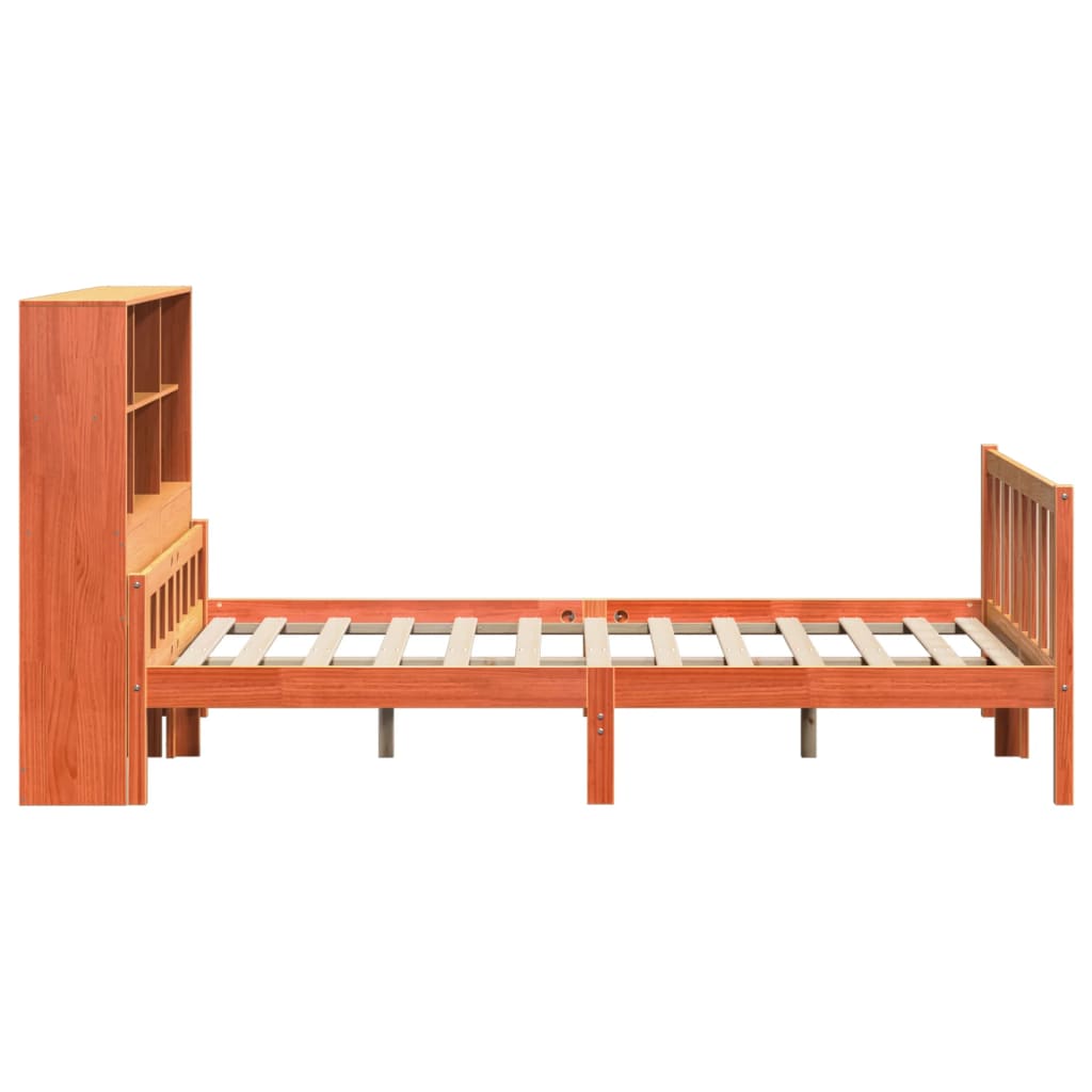 seng med reol uden madras 160x200 cm massivt træ gyldenbrun