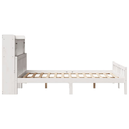 seng med reol uden madras 150x200 cm massivt fyrretræ hvid