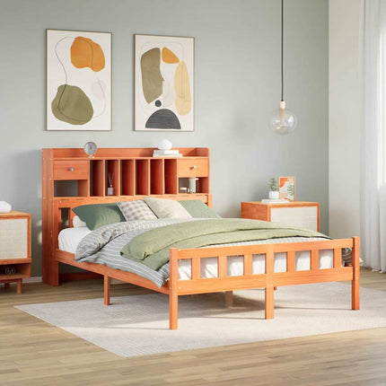 seng med reol uden madras 150x200cm massivt fyrretræ gyldenbrun