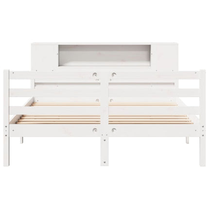seng med reol uden madras 150x200 cm massivt fyrretræ hvid