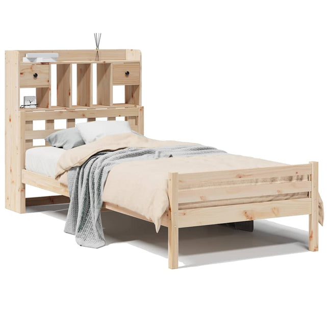 seng med reol uden madras 90x200 cm massivt fyrretræ
