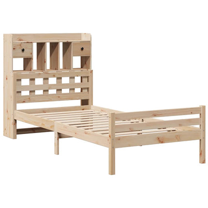 seng med reol uden madras 90x200 cm massivt fyrretræ