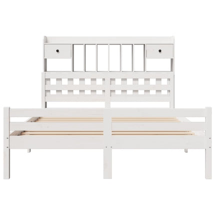 seng med reol uden madras 150x200 cm massivt fyrretræ hvid