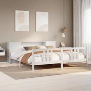 seng med reol uden madras 200x200 cm massivt fyrretræ hvid