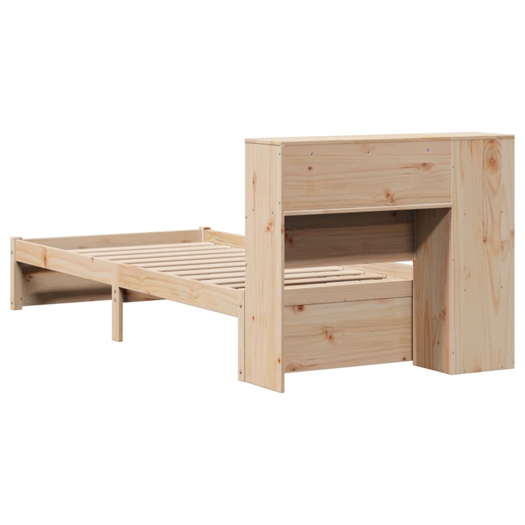 seng med reol uden madras 75x190 cm massivt fyrretræ