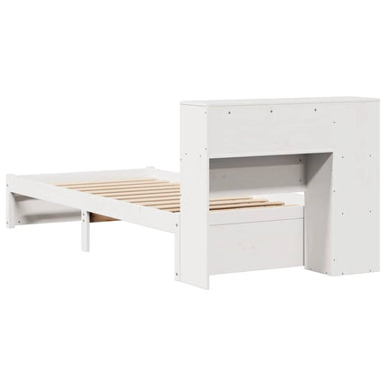 seng med reol uden madras 75x190 cm massivt fyrretræ hvid