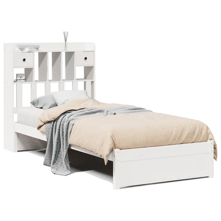 seng med reol uden madras 75x190 cm massivt fyrretræ hvid