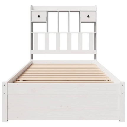 seng med reol uden madras 75x190 cm massivt fyrretræ hvid