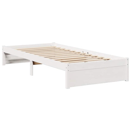 seng med reol uden madras 75x190 cm massivt fyrretræ hvid