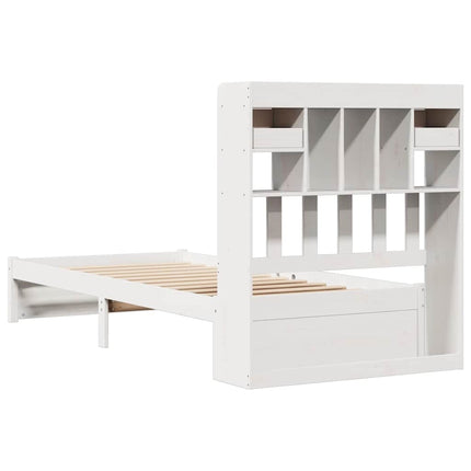 seng med reol uden madras 75x190 cm massivt fyrretræ hvid