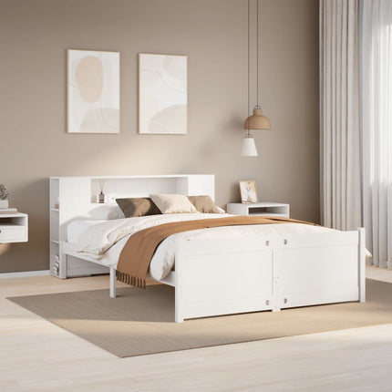 seng med reol uden madras 120x200 cm massivt fyrretræ hvid