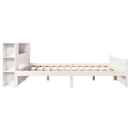 seng med reol uden madras 150x200 cm massivt fyrretræ hvid