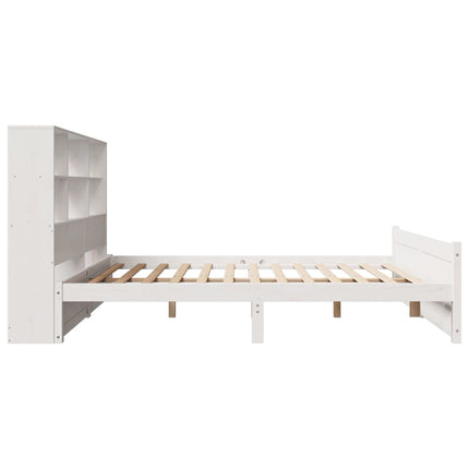 seng med reol uden madras 160x200 cm massivt fyrretræ hvid