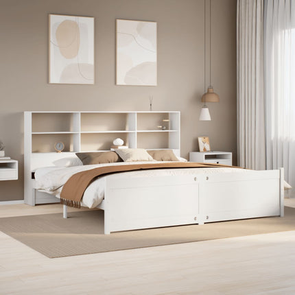seng med reol uden madras 180x200 cm massivt fyrretræ hvid