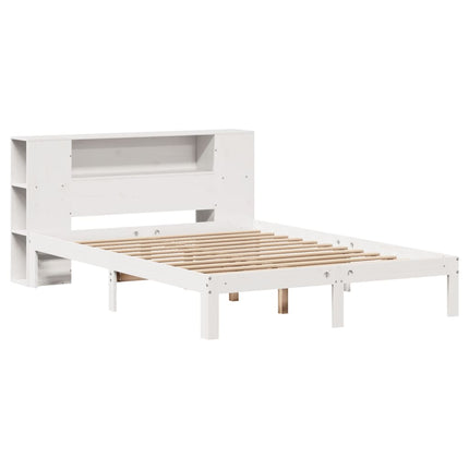 seng med reol uden madras 120x190 cm massivt fyrretræ hvid