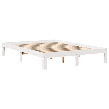 seng med reol uden madras 140x190 cm massivt fyrretræ hvid