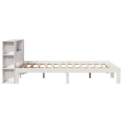 seng med reol uden madras 150x200 cm massivt fyrretræ hvid