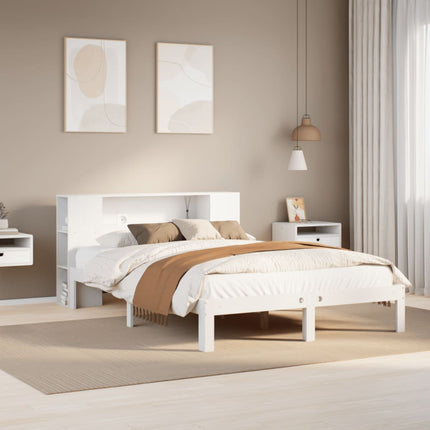 seng med reol uden madras 150x200 cm massivt fyrretræ hvid
