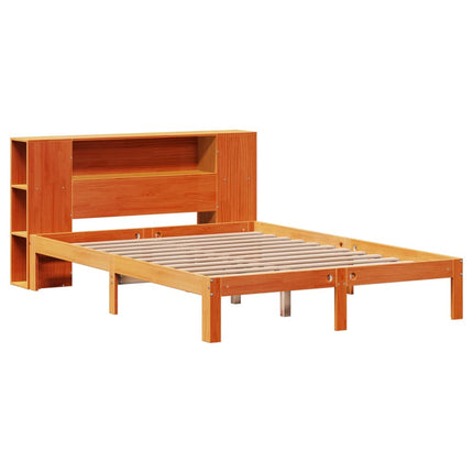 seng med reol uden madras 140x190cm massivt fyrretræ gyldenbrun