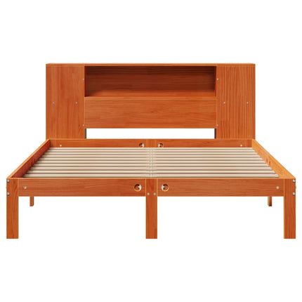 seng med reol uden madras 140x190cm massivt fyrretræ gyldenbrun