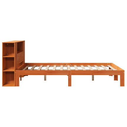seng med reol uden madras 140x190cm massivt fyrretræ gyldenbrun