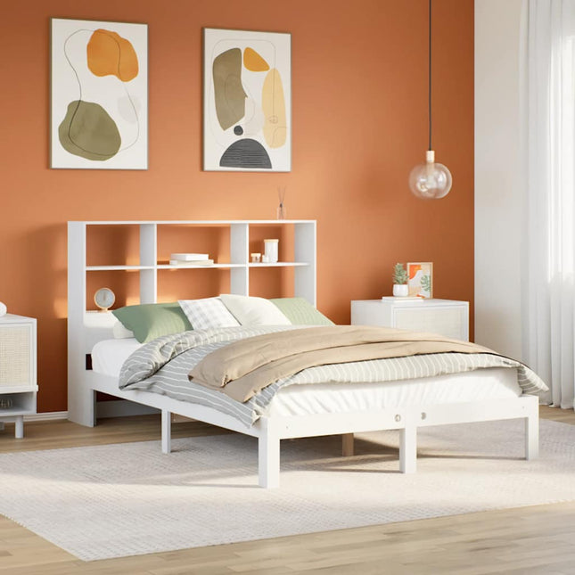 seng med reol uden madras 160x200 cm massivt fyrretræ hvid