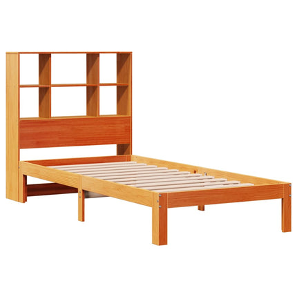 seng med reol uden madras 75x190 cm massivt fyrretræ gyldenbrun