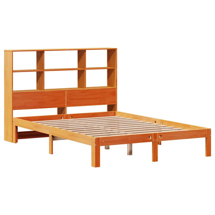 seng med reol uden madras 135x190cm massivt fyrretræ gyldenbrun