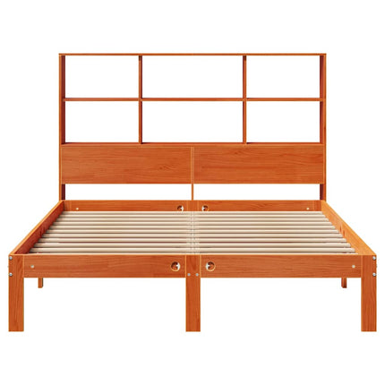 seng med reol uden madras 135x190cm massivt fyrretræ gyldenbrun