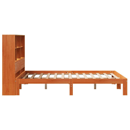 seng med reol uden madras 135x190cm massivt fyrretræ gyldenbrun